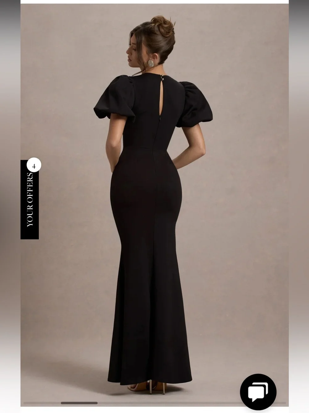 Club L London • LOVE LETTERS Black Puff-Sleeve Maxi Dress - Picture 3 of 8